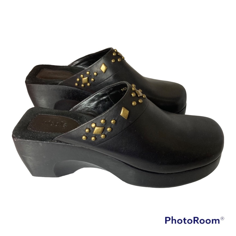 Nicole Y2K Chunky 90's Mule Clogs Slip Ons Black with Studs Accent Size 7&1/2M